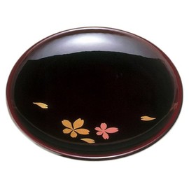 中西工芸 溜 碁石銘々皿 桜 5枚組 4460013