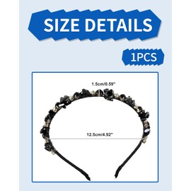 KGDUYC 1 Pack Women Rhinestone Headbands Bridal Headbands Vintage Crystal Headbands for Girls Party Wedding Date Sequin Pearl Headbands