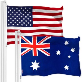 UD_G128 Combo Pack: USA American Flag 3x5 Ft 150D Printed Stars & Australia (Australian) Flag 3x5 Ft 150D Printed