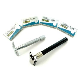 2pcs Classic Grandfather Old School Safety Razors + 20pcs Double Edge Razor Blades