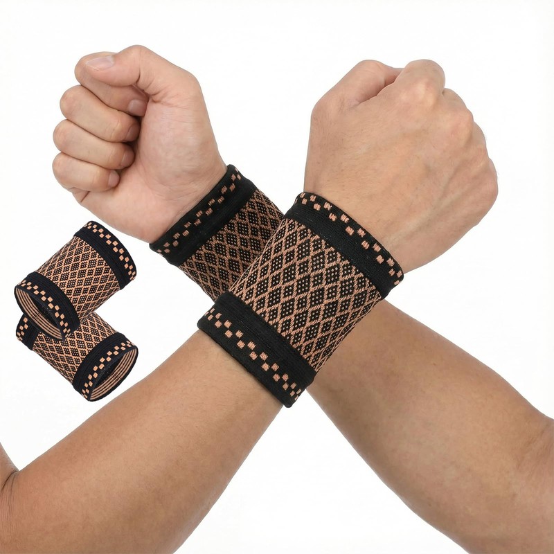 Neyauo 2 Pcs Wrist Compression Sleeve, Wrist Brace Elastic Soft