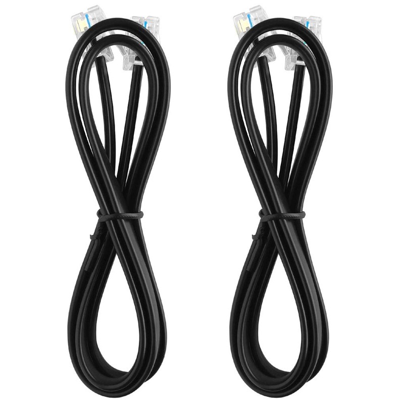 NECABLES 2Pack RJ12 Cable 6ft Phone Cord RJ12 6P6C Male