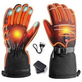 Heated Gloves, 5000mAh Rechargeable Battery, 3 Heating Levels, Waterproof Touchscreen, Men Women, Ski Hunting Fishing Cycling