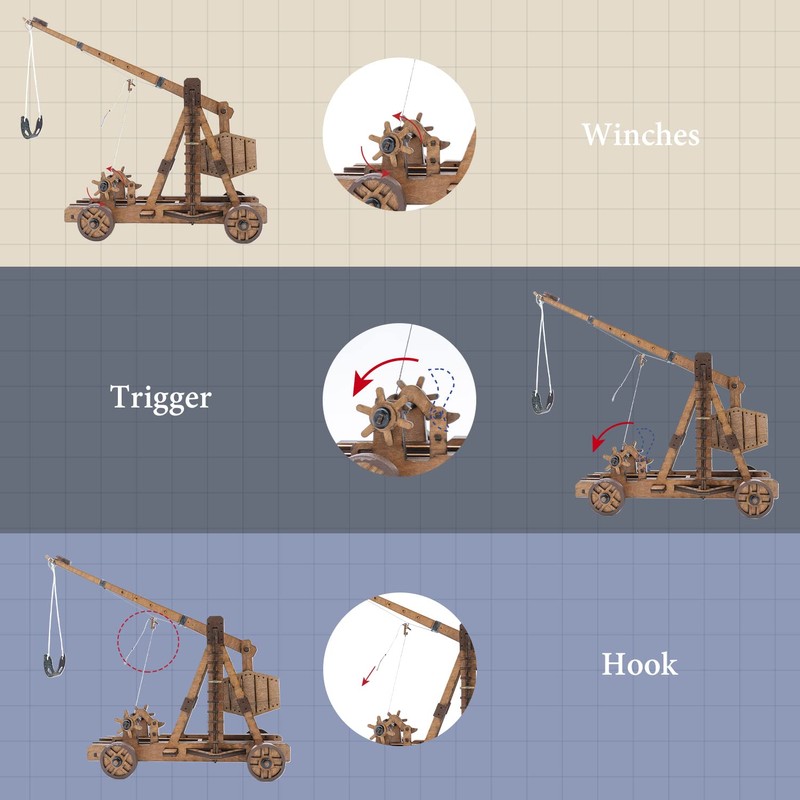 Toystub DIY 3D Wooden Puzzles for Adults Trebuchet Science Building