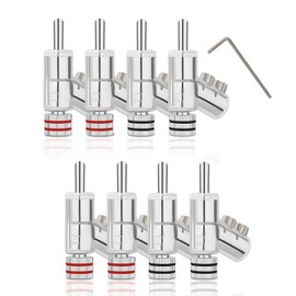 Monosaudio 8 Pcs Banana Plugs Rhodium Plated Audio Banana Plug Converter Pin Design Detachable for Double Screw Fast Lock High-End Grade Banana Plug Cable Supports Speaker Wire from 8AWG to 14AWG