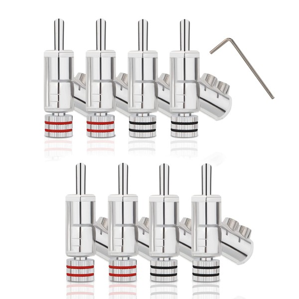 Monosaudio 8 Pcs Banana Plugs Rhodium Plated Audio Banana Plug