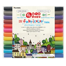 Kuretake Water-Based Fabric Pen, ZIG, Fabric Color, 12 Colors, TC-4000A/12V
