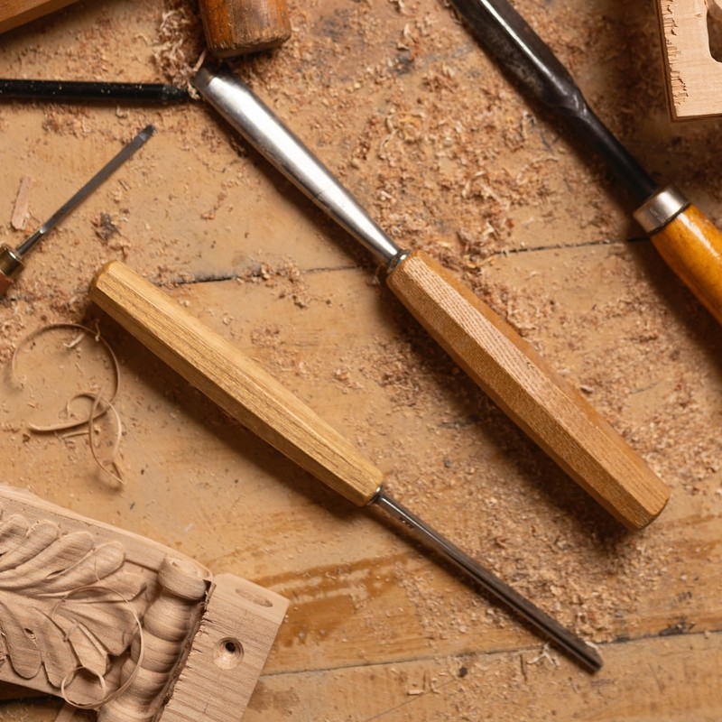 Professional 12 Piece Wood Carving Set with Rollup Canvas Case