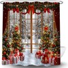 KDYDK Christmas Shower Curtain Winter Snow Window Scene 70" L