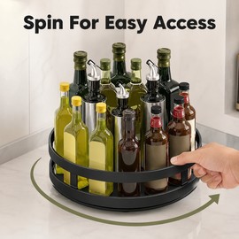 360° Rotating Spice Rack Organizer, Non-Slip Kitchen Turntable for Countertop, Pantry & Cabinet Storage