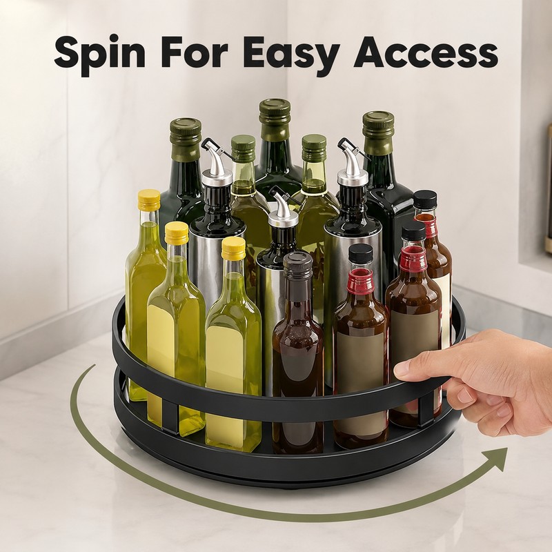 360° Rotating Spice Rack Organizer, Non-Slip Kitchen Turntable for Countertop,