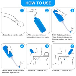 Peri Bottle for Recovery, Pregnant Daily Care Hygiene Products and Postpartum Cleaning, Portable 500 ml Travel Bidet with 2 Nozzles for Different Needs (Peacock Blue)