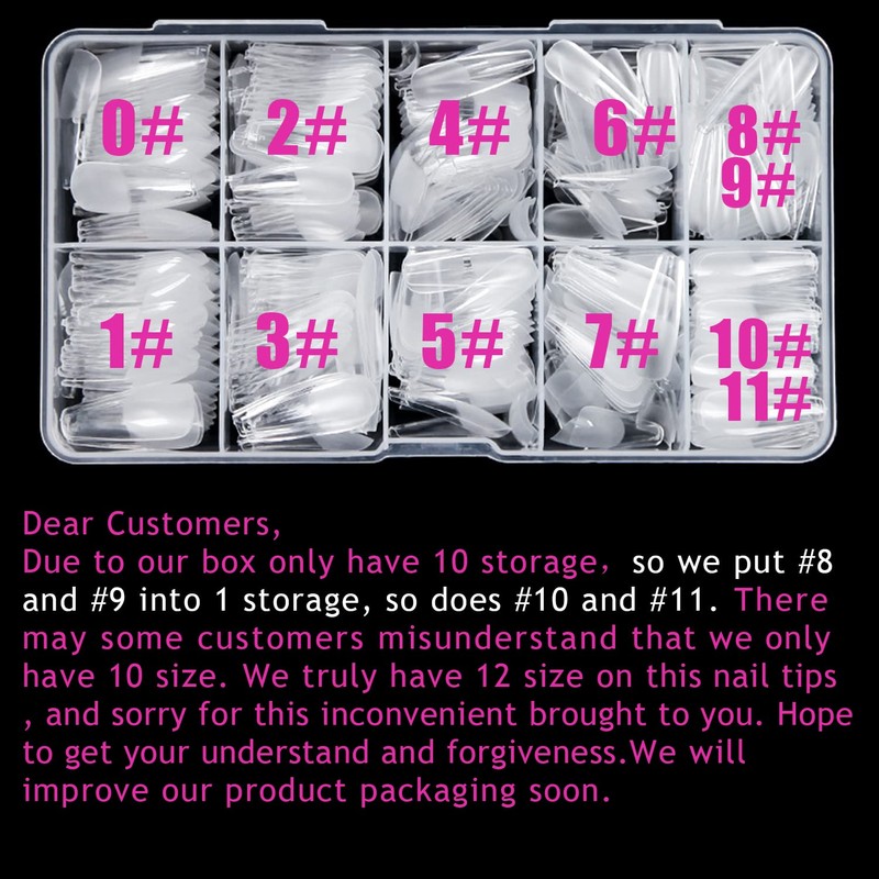 Melous Medium Stiletto Gel False Nail Tips, 120 PCS Pre