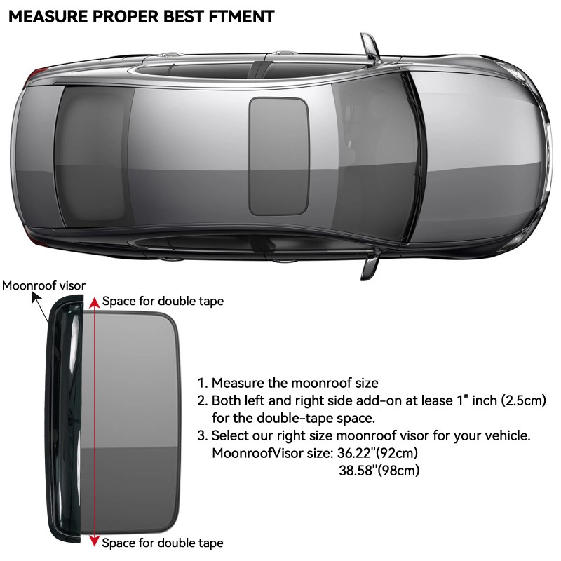Xukey Sunroof Visor Window Top Moonroof Vent 36.2" Rain Guard