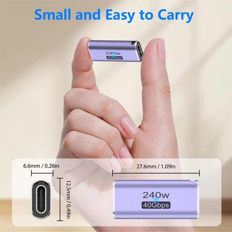 Meliya 3 Pack USB C Coupler, 240W USB C Female