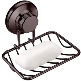 ARCCI Bar Soap Holder for Shower Wall, Stainless Steel Strong Vacuum Suction Cup Shower Soap Dish, Rustproof Wall Mouted Square Soap Sponge Holder Tray for Bathroom & Kitchen Sink, Bronze