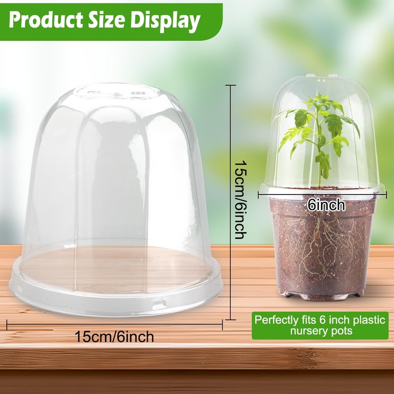 RooTrimmer 6 Inch Clear Humidity Dome, 30 Pcs Adjustable Plant