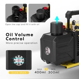 SPECSTAR 110V 1/3 HP 4.5 CFM Single Stage Rotary Vane HVAC Air Vacuum Pump for R12 R22 R134a R410a Systems 330ml Oil Included