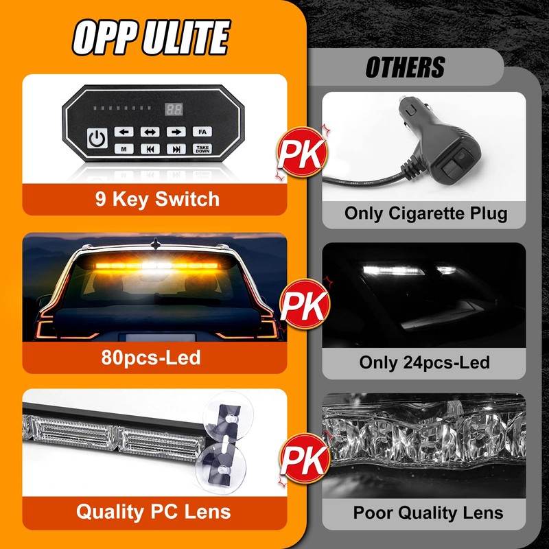 OPP ULITE Led Strobe Light Bar White Amber 9 Key