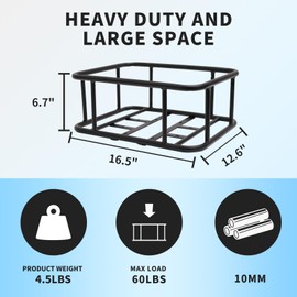 Rear Bike Basket - Large Rear Bike Rack with Cargo Net Waterproof Cover and Liner, Heavy Duty Bicycle Rear Basket for Adult Electric Bikes