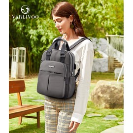 VARLIVOO Women's Backpack with USB Port School Backpack 13 Inch Laptop College Daypack Women's Daypack Travel Bags Waterproof Polyester, gray, Unique