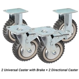tonchean 6 Inch Heavy Duty Caster Wheels Set of 4 (2 Swivel with Brakes & 2 Fixed), 1653Lbs Industrial Casters Swivel Wheel Plate Casters Castor Wheels for Workbench, Dolly, Cart, Wagon, Furniture