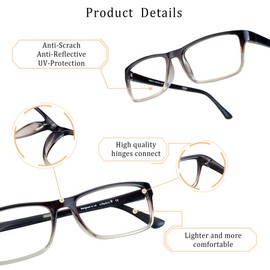 LifeArt Blue Light Blocking Glasses, Anti Eyestrain, Computer Reading Glasses, Gaming Glasses, TV Glasses for Women Men, Anti Glare (Brown, 3.00 Magnification)