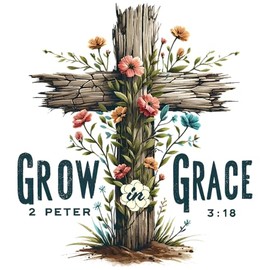 Grow in Grace Sticker Set of 3 – Christian Floral Cross Vinyl Stickers with 2 Peter 3:18 Bible Verse – Waterproof Holographic Faith Sticker for Laptop, Kindle, Water Bottle – Gift for Women or Teens