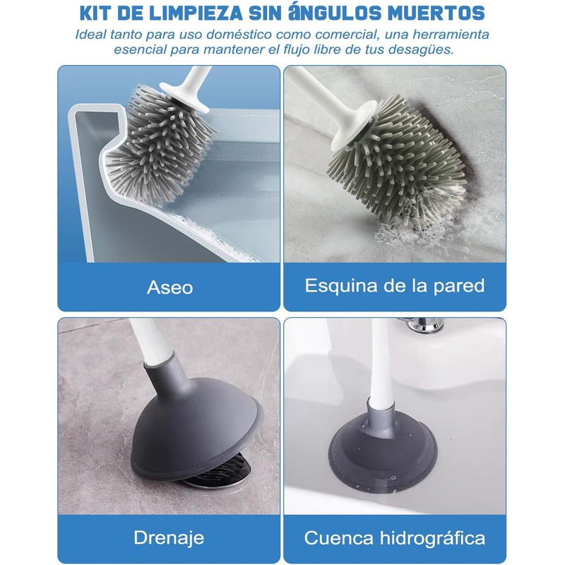 Desatascador de Inodoro de Embolo,Combo de émbolo de Inodoro y