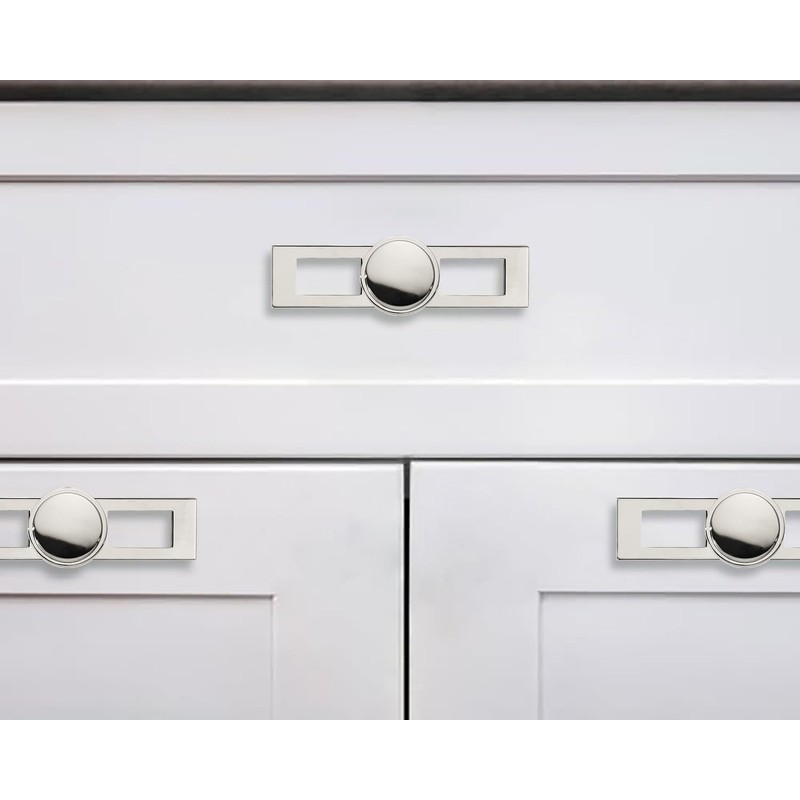 khtumeware 5 Pack 1-1/4 Inch Polished Nickel Cabinet Knobs Backplate