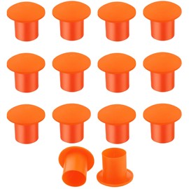 14 Pcs Orange Rebar Safety Caps Plastic Mushroom Protective Cap Fit for 3/8-1 Inch (10-25mm) Rebar Stake Reinforced Survey Rebars Caps Covers Durable Construction Survey Markers for #3-#7 Rebars