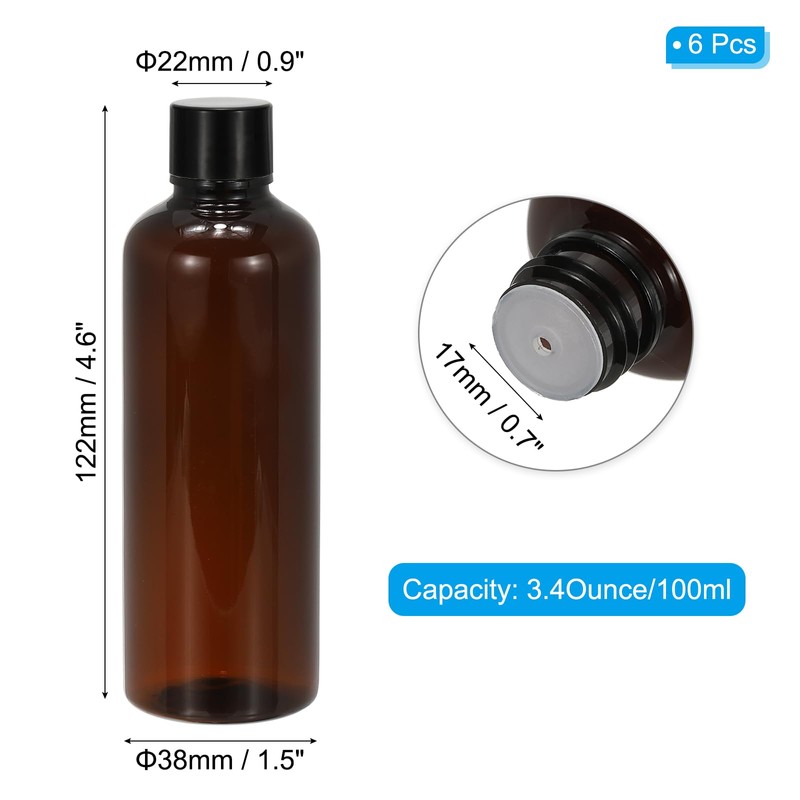 PATIKIL Travel Bottles with Screw Cap, 6 Pcs 3.4Oz(100ml) Leak