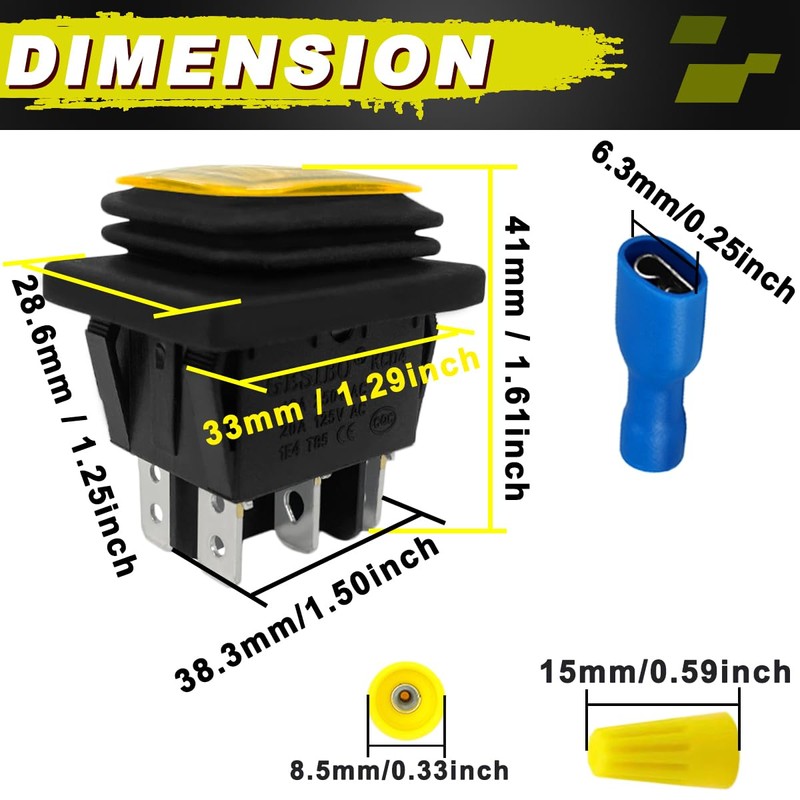 MKBKLLJY 3PCS Momentary Polarity Reverse Switch Waterproof DC 20A 12V