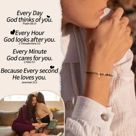 Sistble Baptism Gifts for Girl, Christian Gifts for Women Beaded Cross Bracelet Bible Verse Religious Inspirational Bracelets for Women Easter Confirmation Christmas Gift Stocking Stuffers for Teens