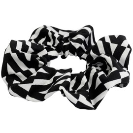 AERZETIX - C71302 - Elastic Hair Scrunchie 100 x 190 mm - Colour Black and White - Made of Textile - Scrunchie, Chignon, Silk, Girls, Woman, Stretchy, Hairstyle, Glamour, Fashion