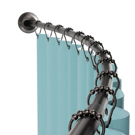 Zenna Home Curved Shower Curtain Rod, No Drill, 50-72 Inch Adjustable Tension Shower Rod for Bathroom, Rustproof, 1-Inch Diameter, Non Slip, Easy Install, Adds Space in Shower, Bronze