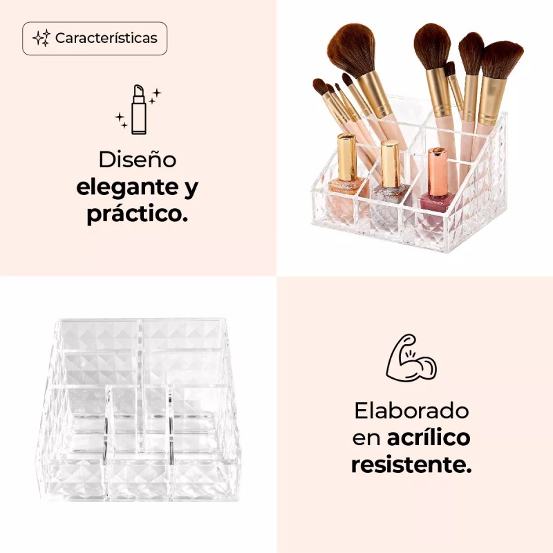 Queen Sense Organizador Para Cosmeticos Sencillo 7 Espacios, Acrilico