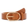 JasGood Women's Leather Belt for Jeans Fashion Gold Buckle Women's
