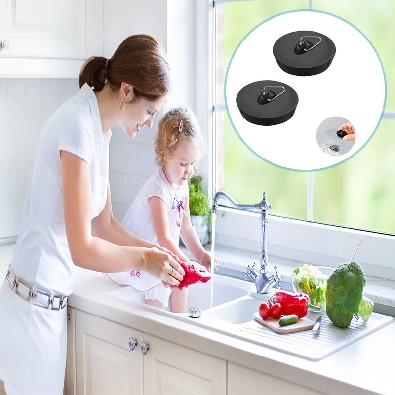 2 Pcs Drain Stopper Set, Bath Plugs, Sink Plug Rubber