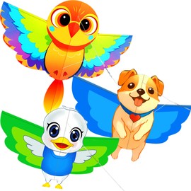 HENGDA KITE 3 Pack of Kites,Bird and Dog and Duck Kite,for Kids Beginners and Adults Cute Design High Definition Printing Easy to Carry and Assemble Suitable for Outdoor Activities
