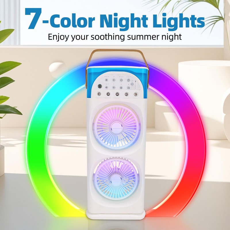 4-IN-1 Portable Air Conditioners, 2400mAh Battery Evaporative AC Air Cooler