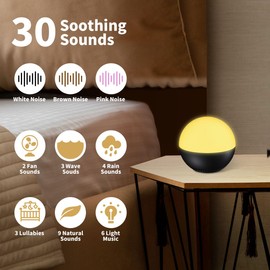 Portable Sound Machine White Noise Machine Night Light with 30 Relaxing Sleep Sounds 12 Color Night Lights Adjustable Brightness Rechargeable Mini Travel Sleep Machine for Baby Kid Adult