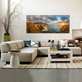 Kreative Arts Large Canvas Prints Scenic Panoramic View of Historic Bixby Creek Bridge In Big Sur California Bridge Landscape Print On Canvas Wall Art Giclee Artwork For Walls Decor 48x20inch