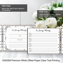 Creawoo Wooden Funeral Guest Book for Memorial Service Celebration of Life Decorations, Hardcover In Loving Memory Guestbook Set with White Pages, Included Share a Memory Cards, Table Sign, Pen (8.5")