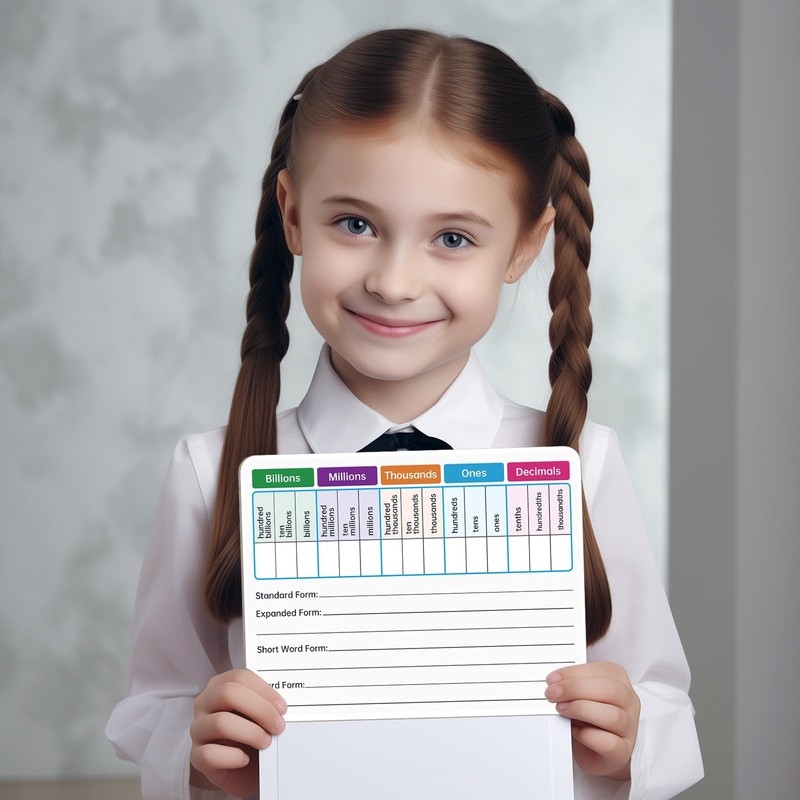 10 Pack Dry Erase Place Value Whiteboard Card,9" x 12"