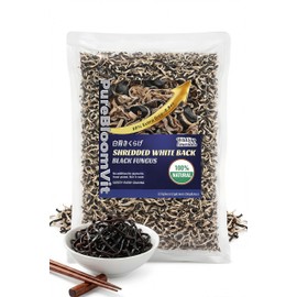 WildSap Emeralds Shredded Dried Black Fungus (White Back Wood Ear Mushroom) - 8oz, All-Natural Sliced Woodear Strips, Non-GMO & Vegan Superfood for Hot and Sour Soup, Ramen & Stir-Fry