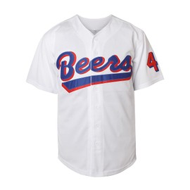 Mens Baseketball Beers Jersey 44 Joe Cooper 17 Doug Remer Stitched Baseball Jersey (44 White, Medium)