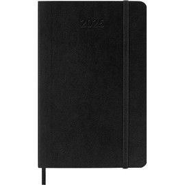 Moleskine Weekly Planner, Horizontal 12-Month Weekly Planner 2025, Soft Cover and Elastic Closure, Colour Black, Pocket Format 9 x 14 cm