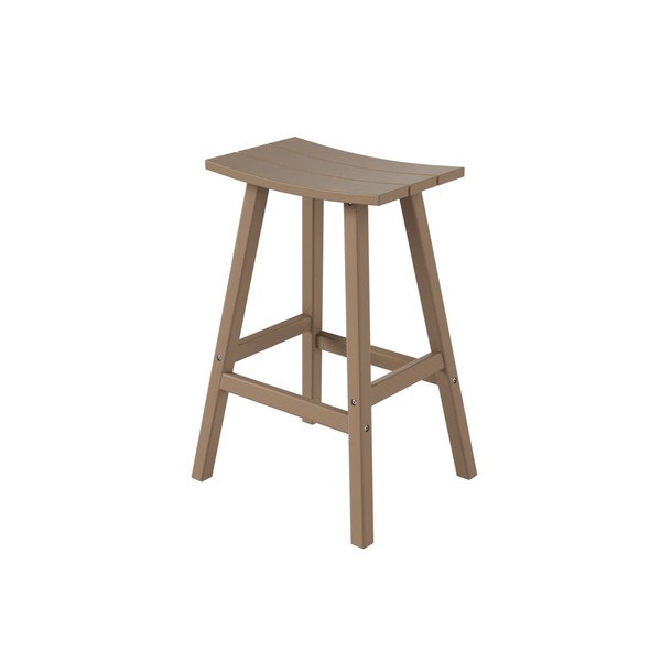 WestinTrends Malibu 29 Inch Outdoor Bar Stools, All Weather Resistant Poly Lumber Adirondack Bar Height Stools, Weathered Wood