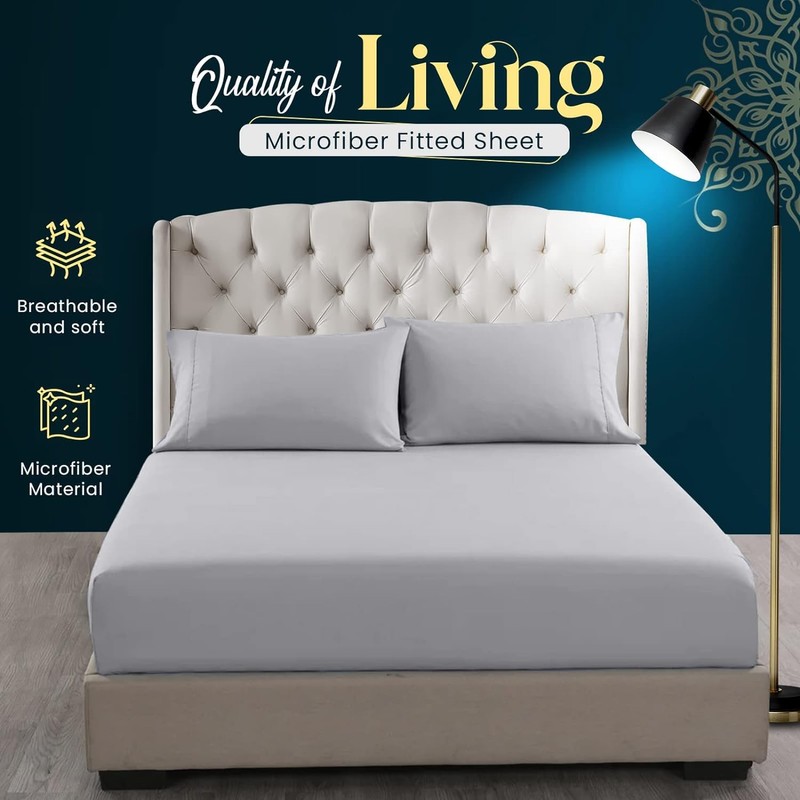 Sunshine Comforts Microfiber Fitted Sheets Super King Size Breathable, Anti